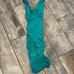 VENUS Teal Ruched Dress
